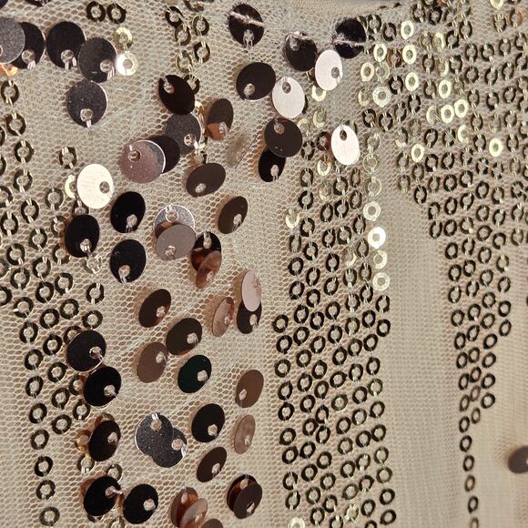 Shein NWT mesh sequin cami top Large 8/10 gold cream - Picture 6 of 13